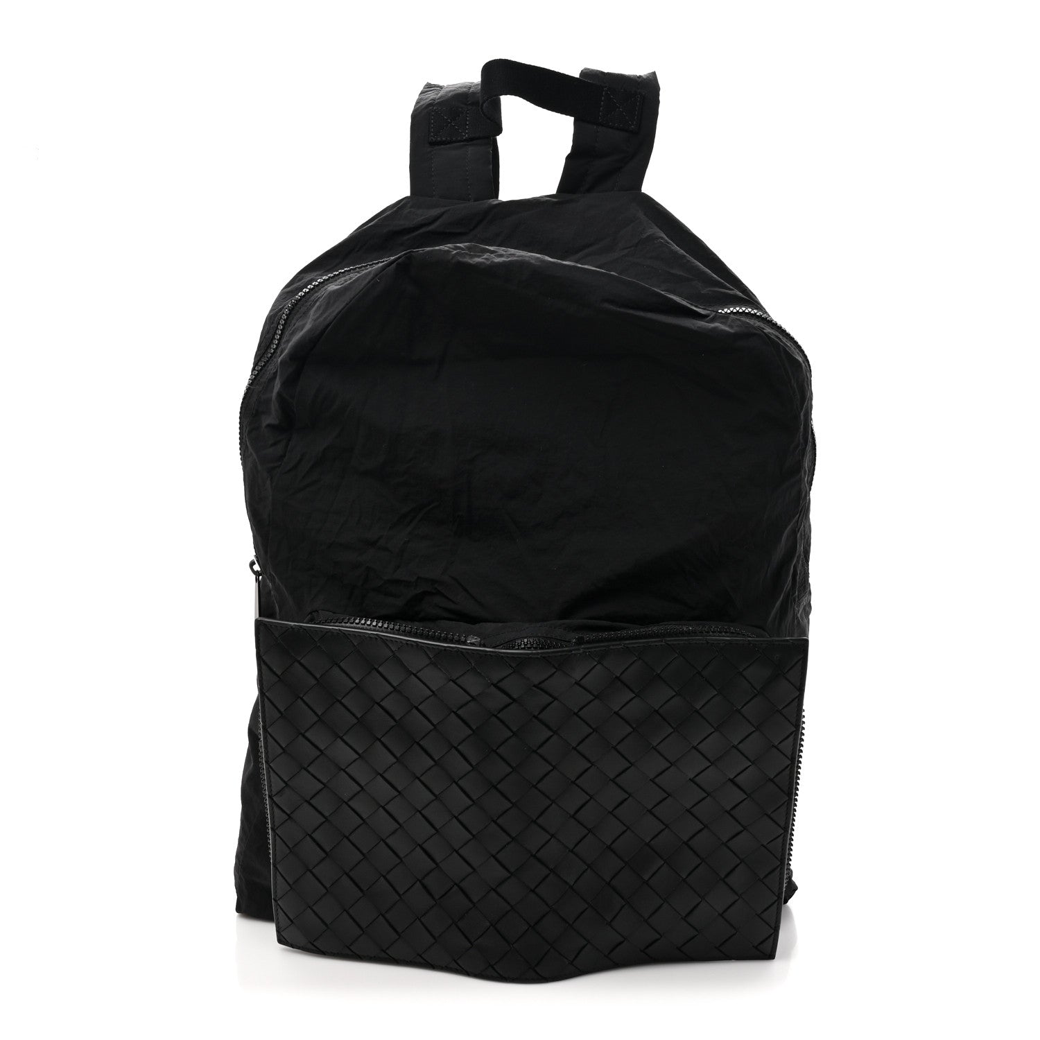 Bottega Veneta Nappa Nylon Intreccio Packable Backpack Black 1 of 16