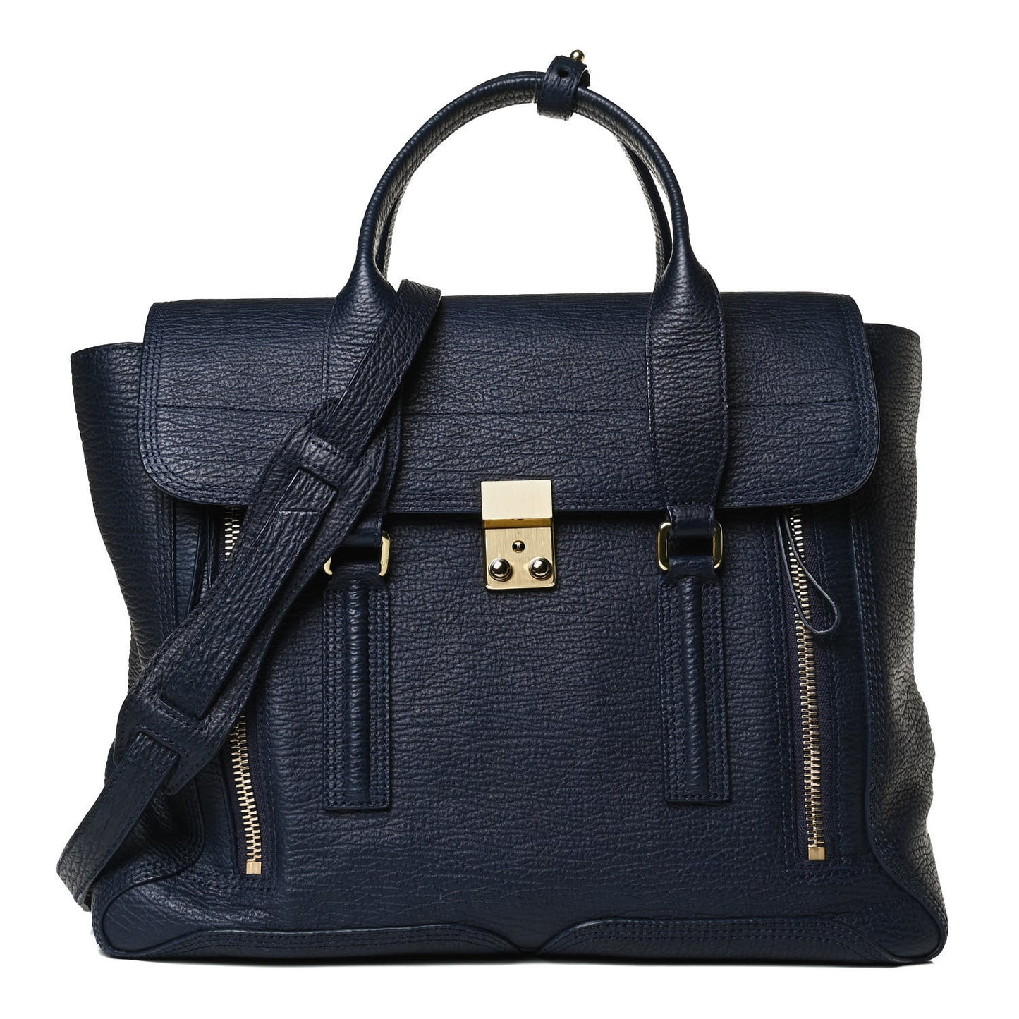 Textured Calfskin Large Pashli Satchel Ink