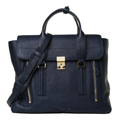 3.1 Phillip Lim Textured Calfskin Large Pashli Satchel Ink 1 of 14