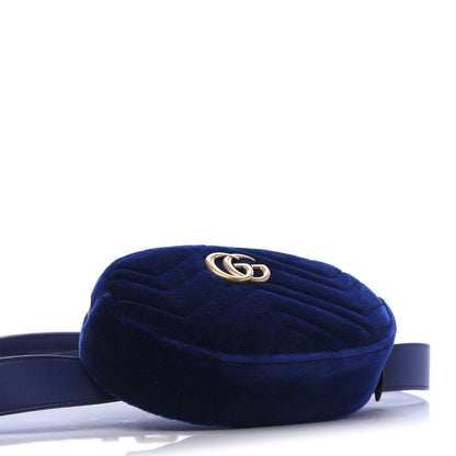Gucci Velvet Matelasse GG Marmont Belt Bag 95 38 Cobalt Blue 4 of 12