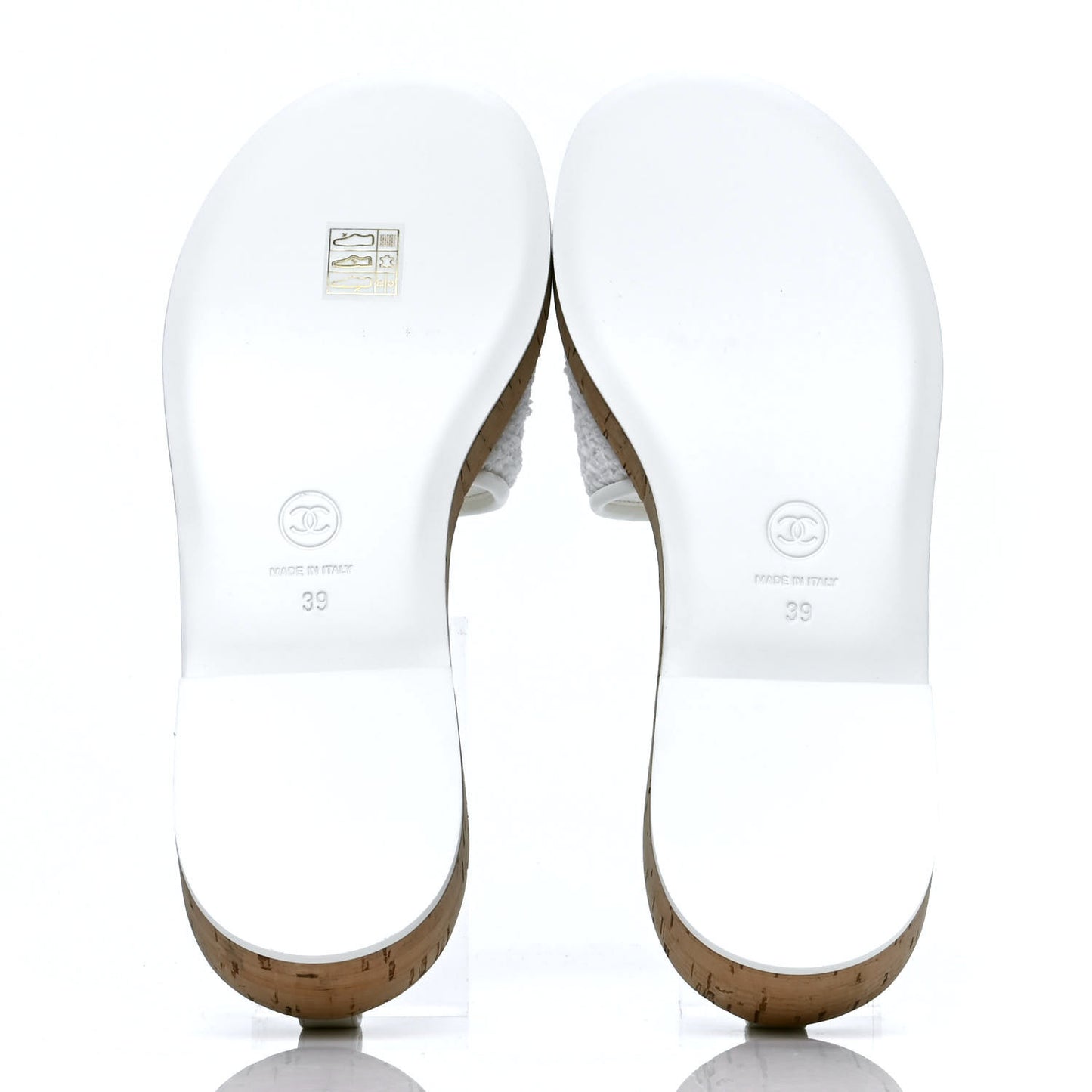 Tweed Cork CC Chain Mule Sandal 39 White