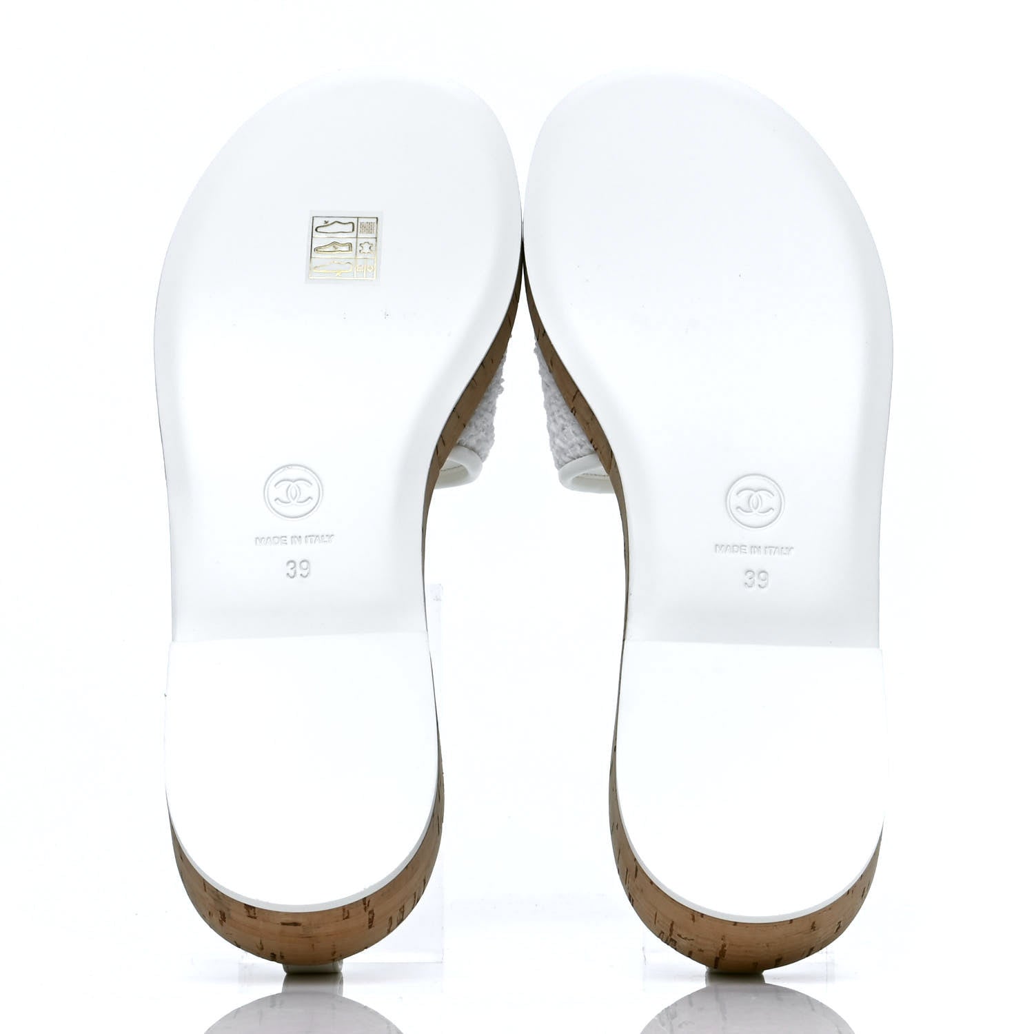 Chanel Tweed Cork CC Chain Mule Sandal 39 White 4 of 4
