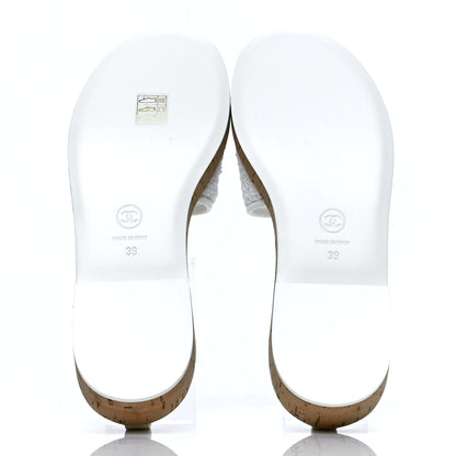 Chanel Tweed Cork CC Chain Mule Sandal 39 White 4 of 4