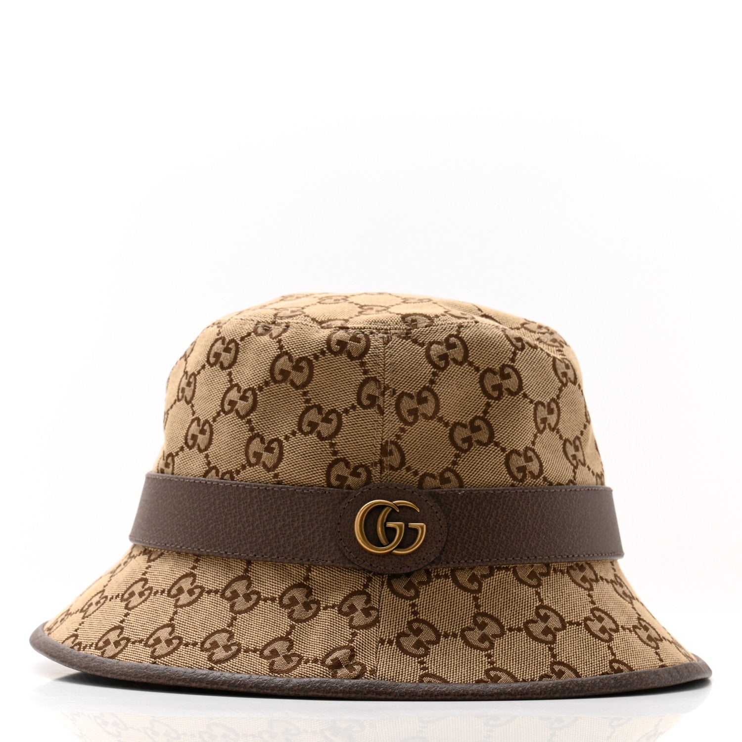 Gucci Monogram Textured Dollar Calfskin GG Jago Bucket Hat L Cacao Beige 5 of 9