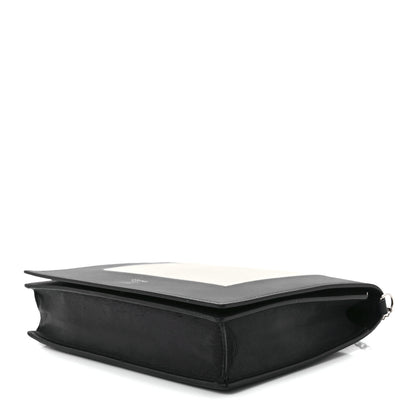 Celine Smooth Lambskin Frame Evening Chain Clutch Black White 8 of 10