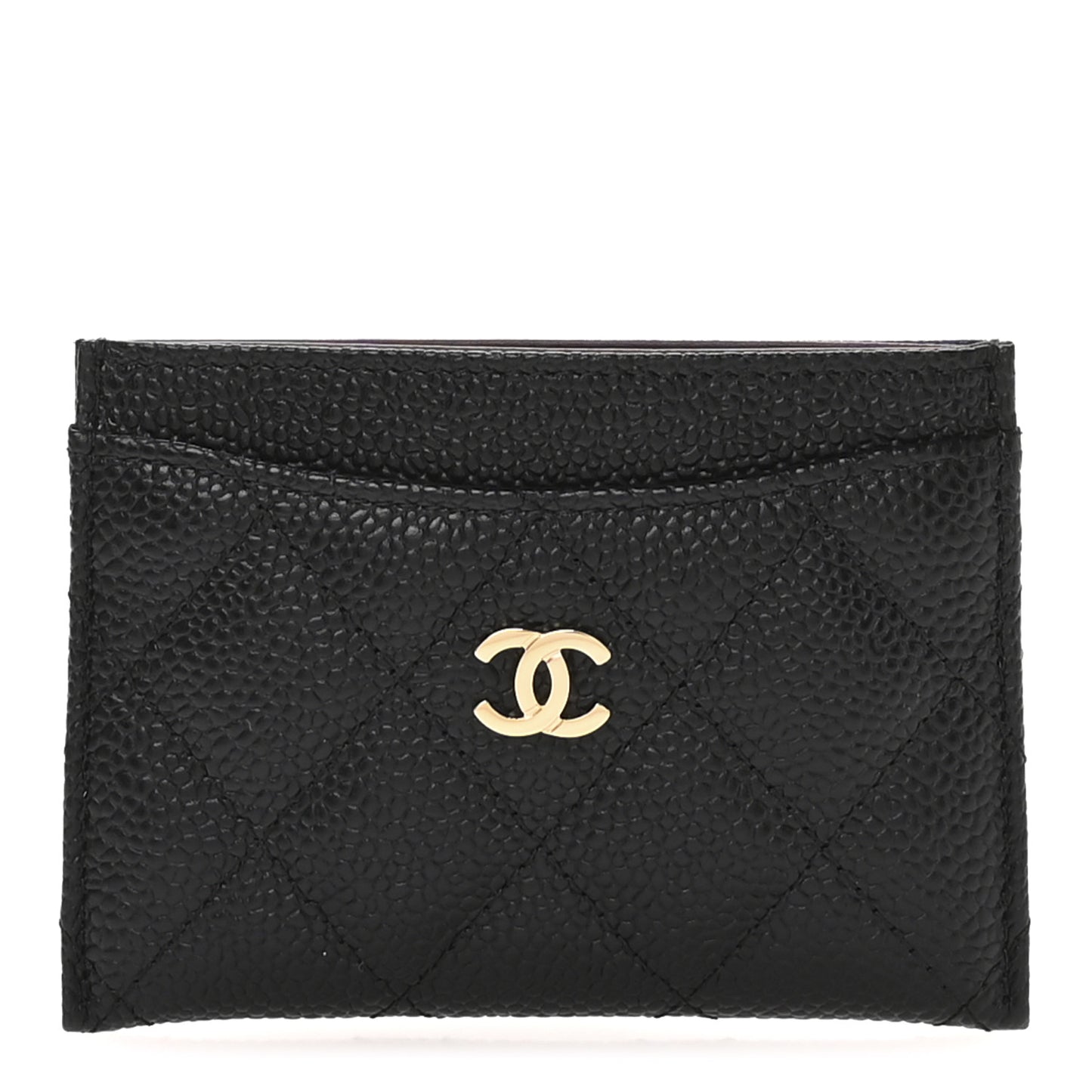 Caviar Quilted Card Holder Black
