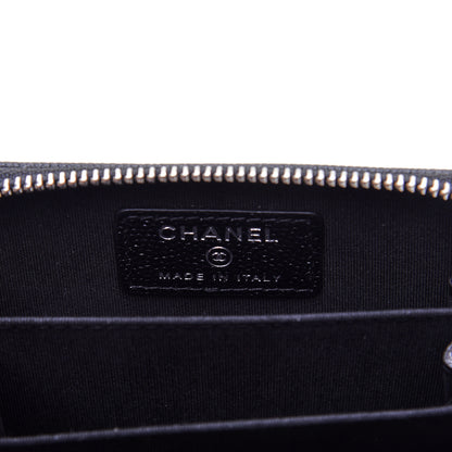 Chanel Caviar CC Small Zip Around Coin Purse Black Blue Green 8 of 11