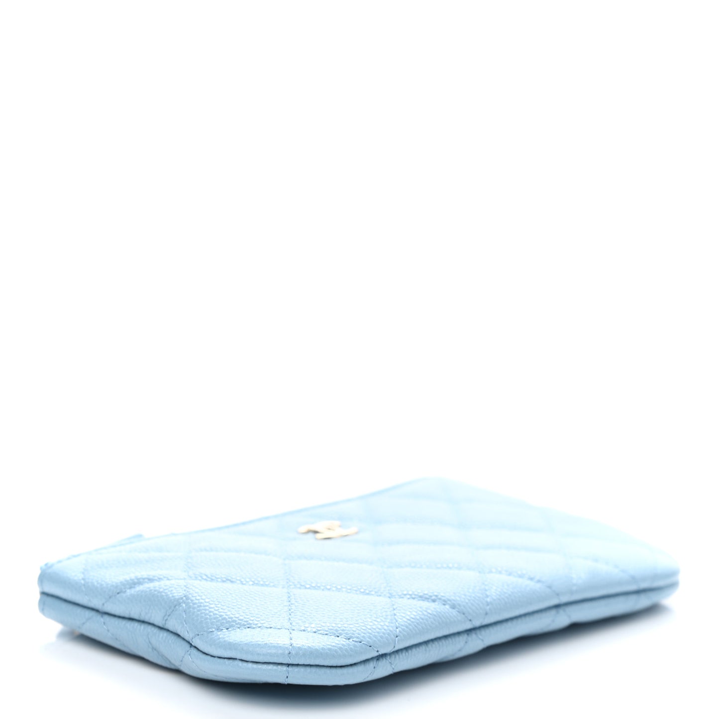 Caviar Quilted Small Cosmetic Case Light Blue