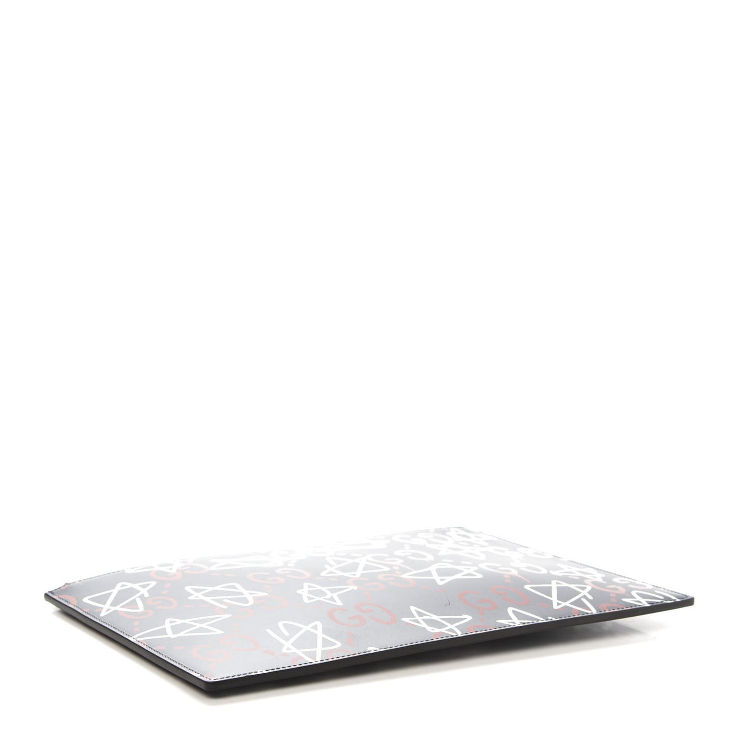 Calfskin GucciGhost Print Pouch Blue Agata Hibiscus Red