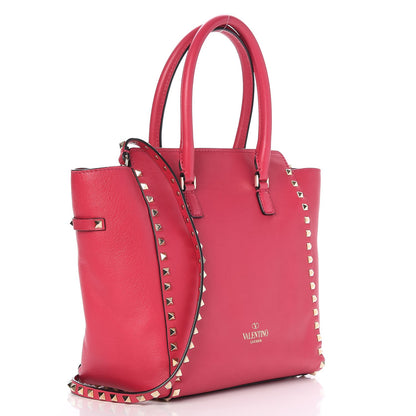 Valentino Garavani Vitello Rockstud Double Handle Tote Cyclamin 3 of 7