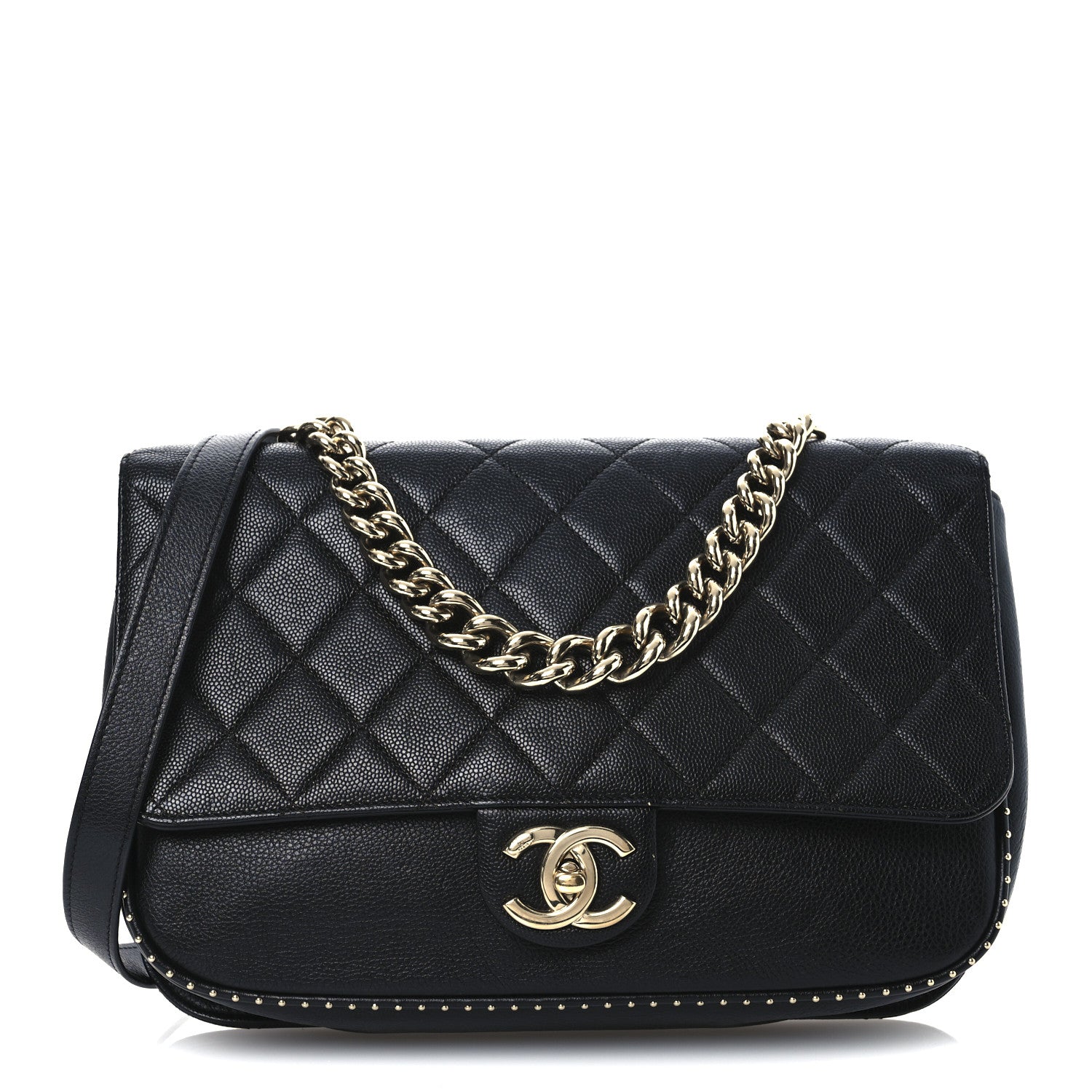 Chanel Caviar Quilted Large Studded Flap Black 1 of 12