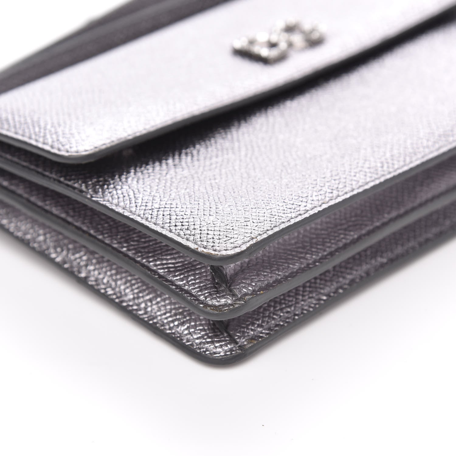 Dolce & Gabbana Metallic Dauphine Embellished Logo Chain Pouch Argento 7 of 10