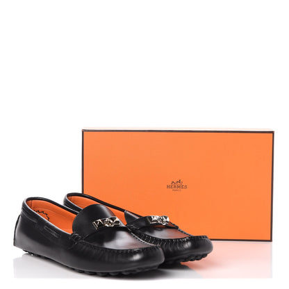 Hermes Supple Calfskin Womens Irving Driving Moccasin Loafers 41 Black 9 of 9