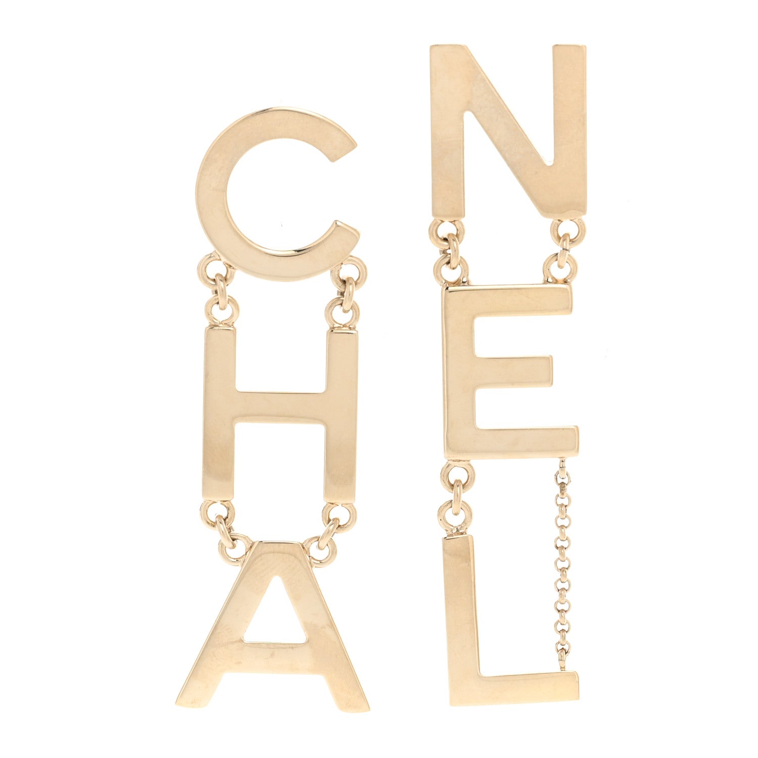 Chanel Metal Cha-Nel Logo Drop Earrings Gold 1 of 4