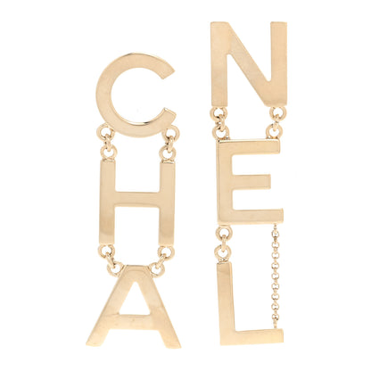 Chanel Metal Cha-Nel Logo Drop Earrings Gold 1 of 4