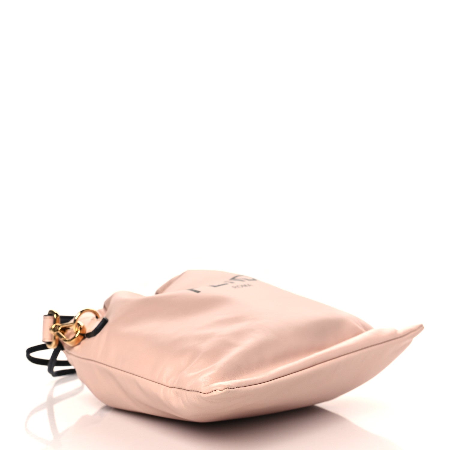 Fendi Soft Nappa Logo Small Drawstring Pouch Bag Rosa Quarzo Black 3 of 8