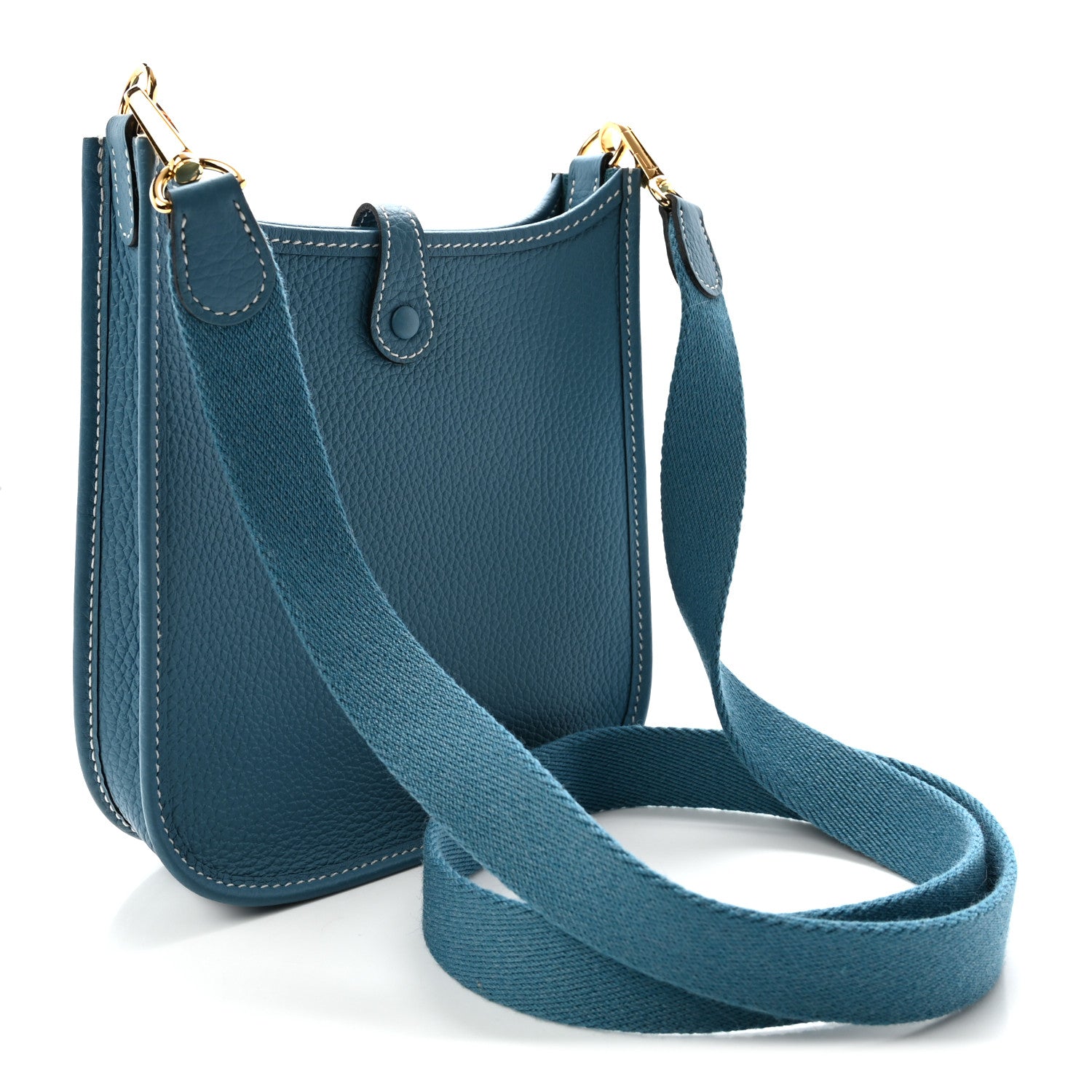 Hermes Taurillon Clemence Evelyne TPM New Blue Jean 3 of 9