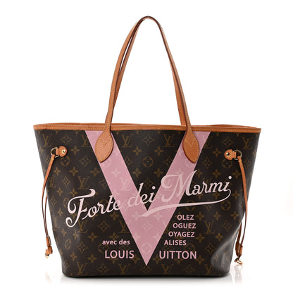 Louis Vuitton Monogram Forte Dei Marmi V Neverfull MM Rose Ballerine 1 of 14