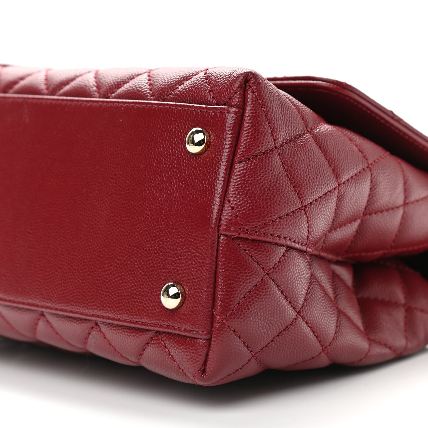 Caviar Lizard Embossed Quilted Small Coco Handle Flap Burgundy