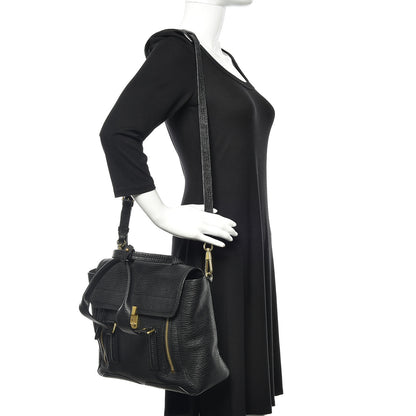 3.1 Phillip Lim 3.1 Textured Calfskin Medium Pashli Satchel Black 2 of 10