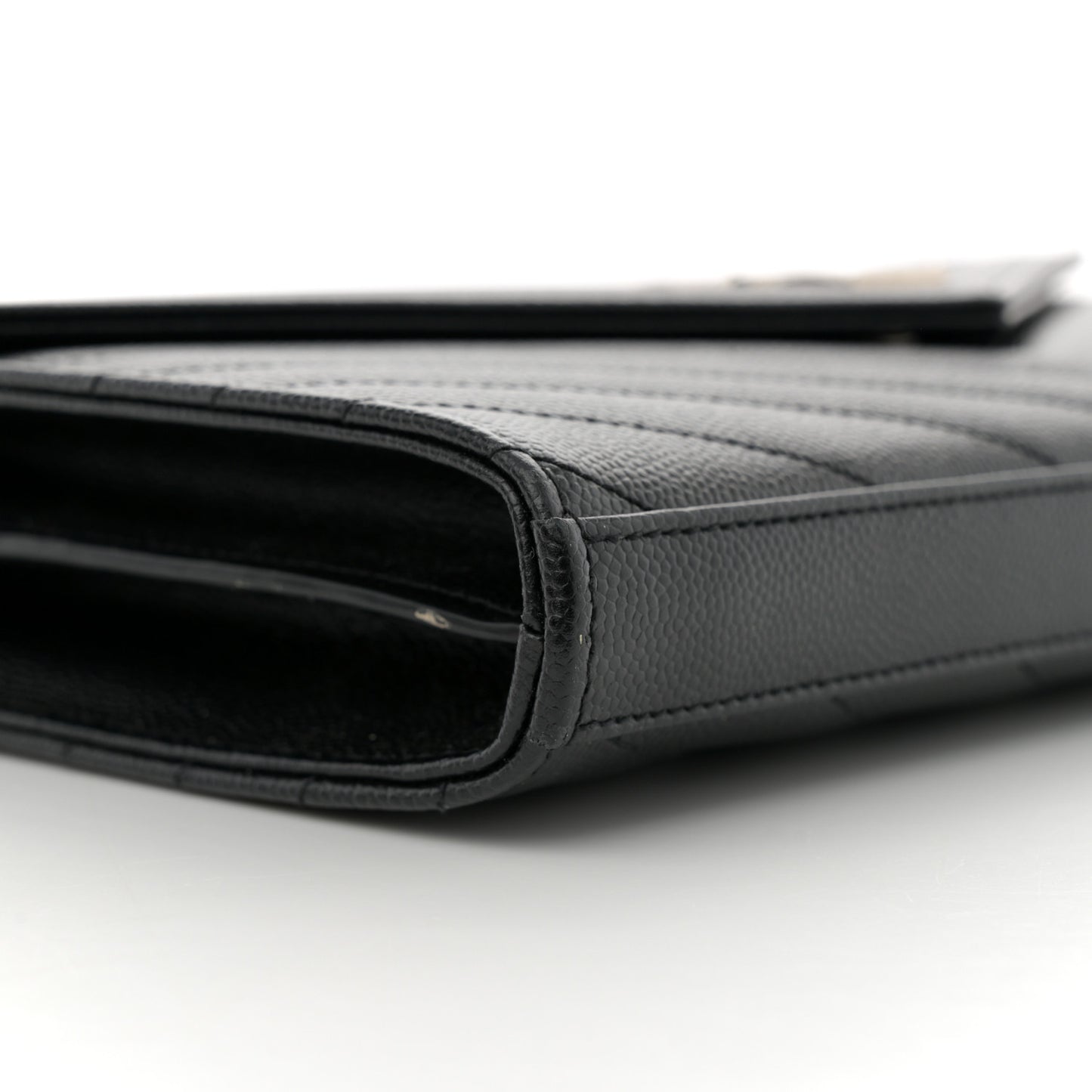 Grain De Poudre Matelasse Chevron Monogram Chain Wallet Black