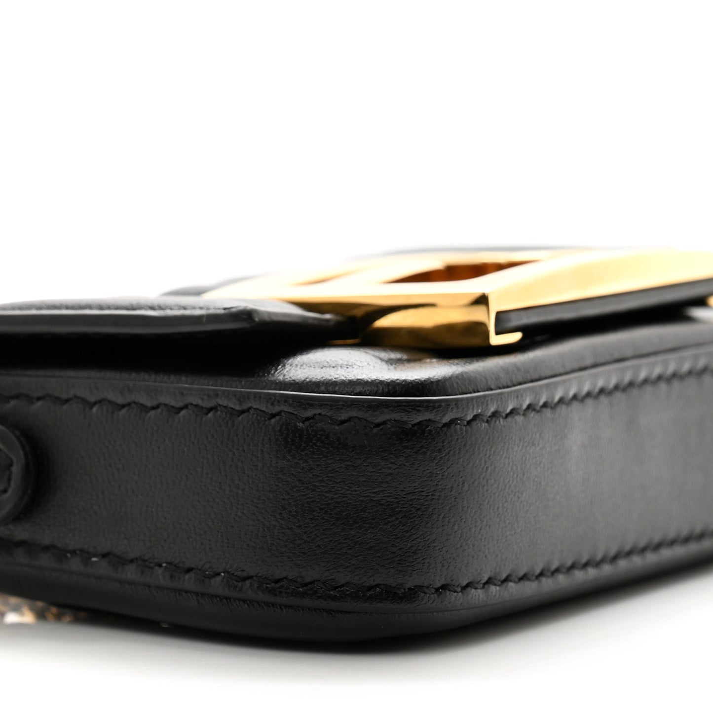 Nappa Matisse FF Embossed Nano Maxi Buckle Baguette Charm Black