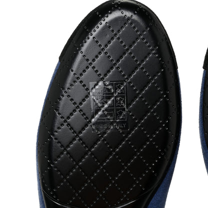 Chanel Suede Cap Toe CC Ballerina Flats 37 Blue Black 7 of 14