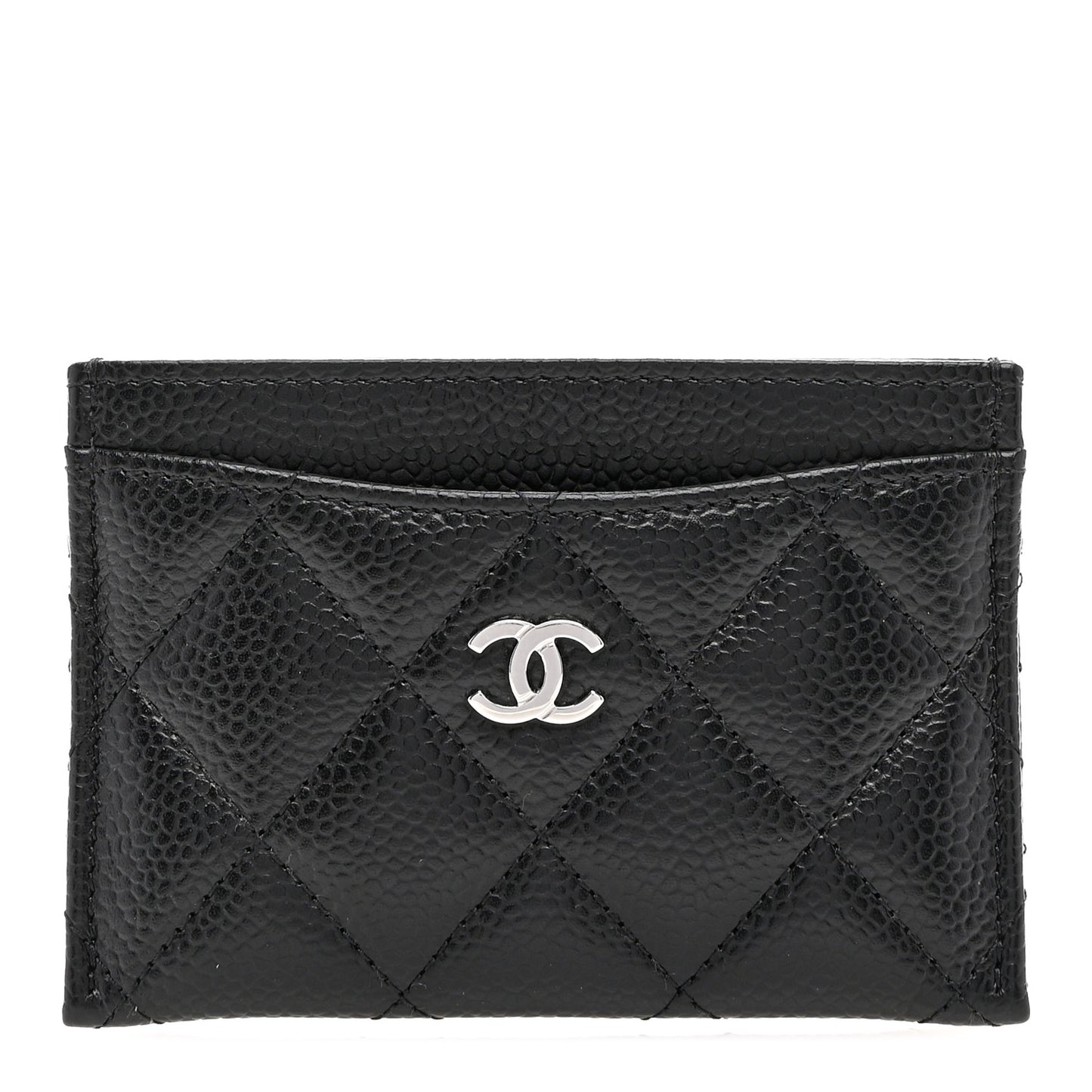 Caviar Quilted Card Holder Black