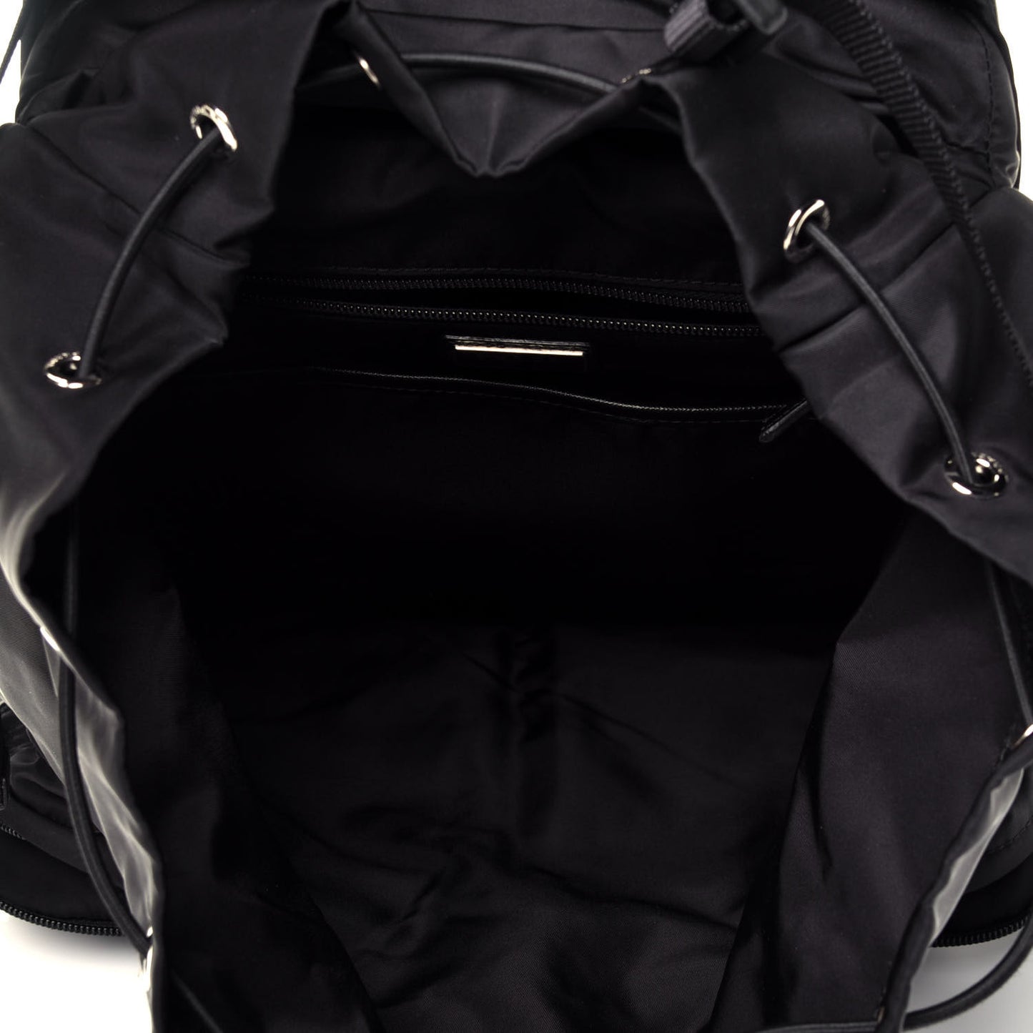 Technical Nylon Saffiano Double Buckle Backpack Black