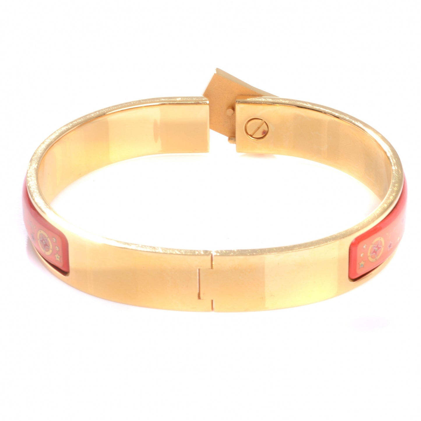 Enamel Narrow Clic Clac Star Moon Bracelet Orange