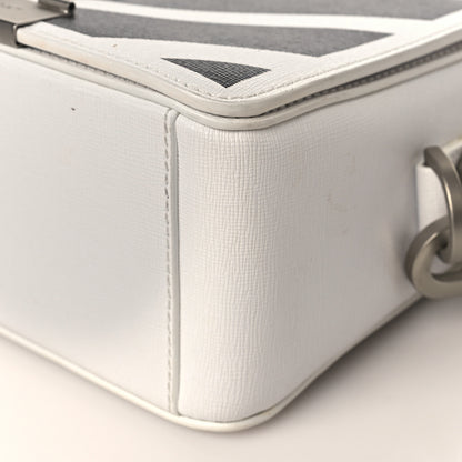 Off-White Saffiano Striped Mini Diag Binder Clip Bag White Black 8 of 10