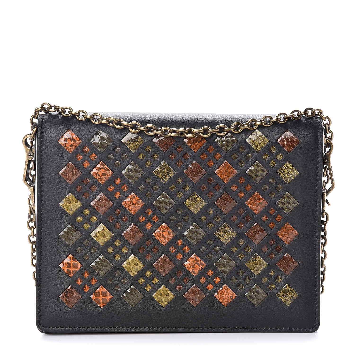 Bottega Veneta Nappa Intrecciato Snakeskin Stained Glass Montebello Crossbody Black 1 of 8