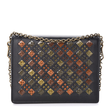 Bottega Veneta Nappa Intrecciato Snakeskin Stained Glass Montebello Crossbody Black 1 of 8