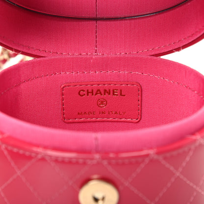 Chanel Patent Quilted Small Round Vanity With Chain Pink 8 of 10