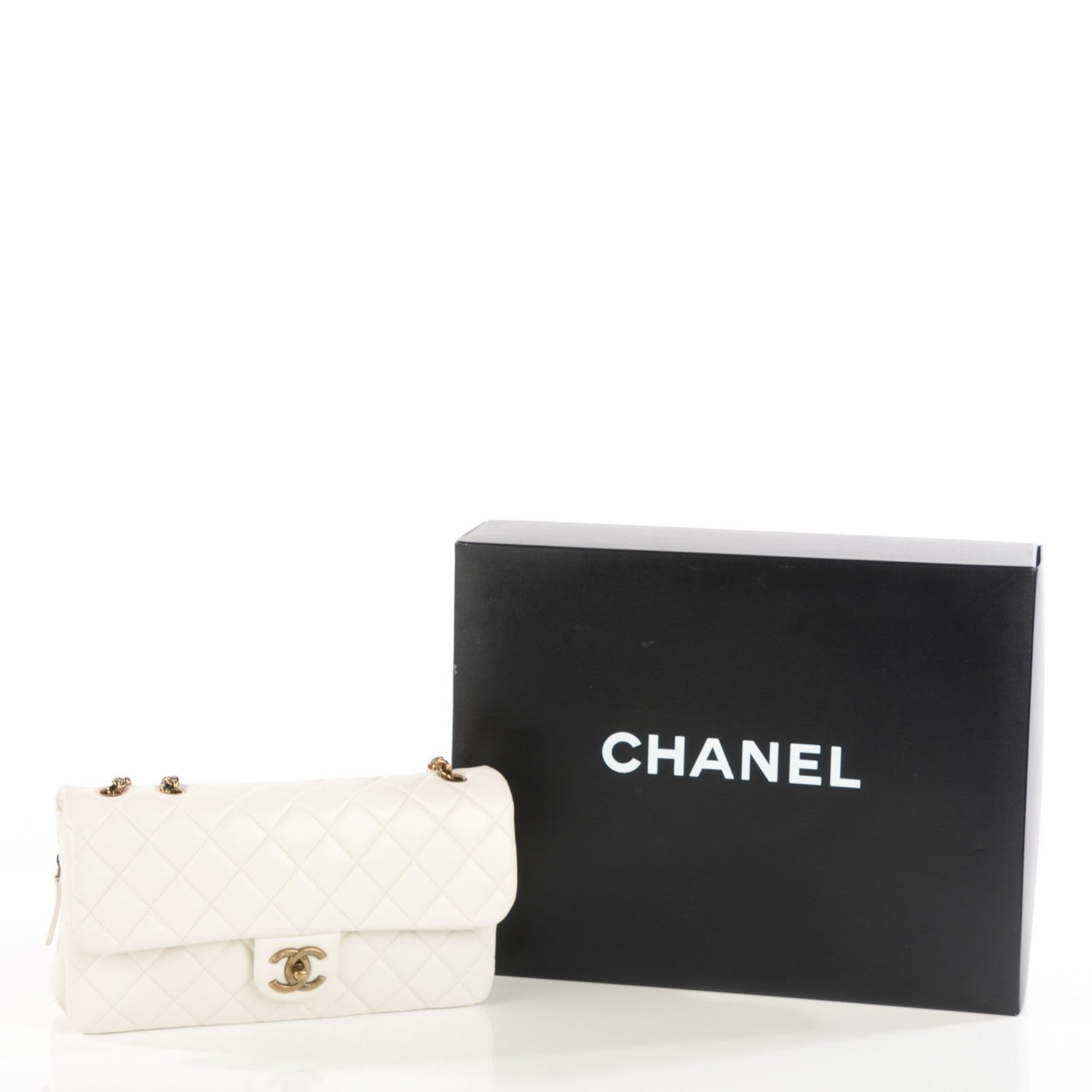 Chanel Calfskin Quilted Medium CC Crown Flap White 9 of 9