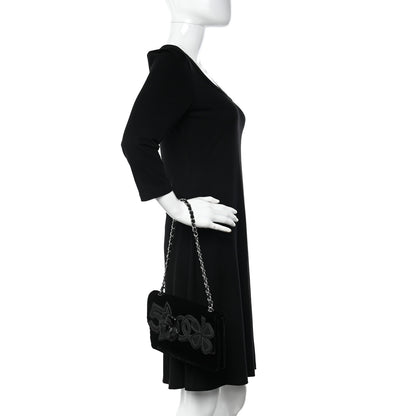 Chanel Velvet Lambskin Camellia No. 5 Flap Bag Black 2 of 9