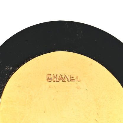 Chanel Enamel Quilted CC Clip On Earrings Black Gold 6 of 10
