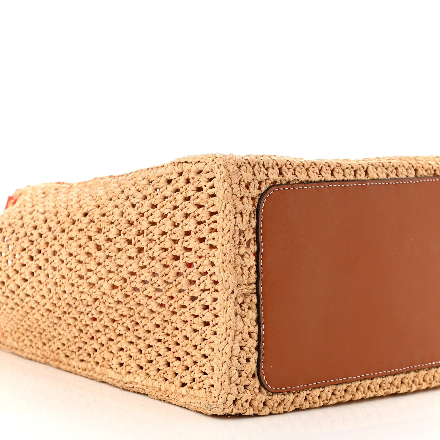 Louis Vuitton Raffia Calfskin Saint Tropez OnTheGo MM Natural Orange 10 of 12