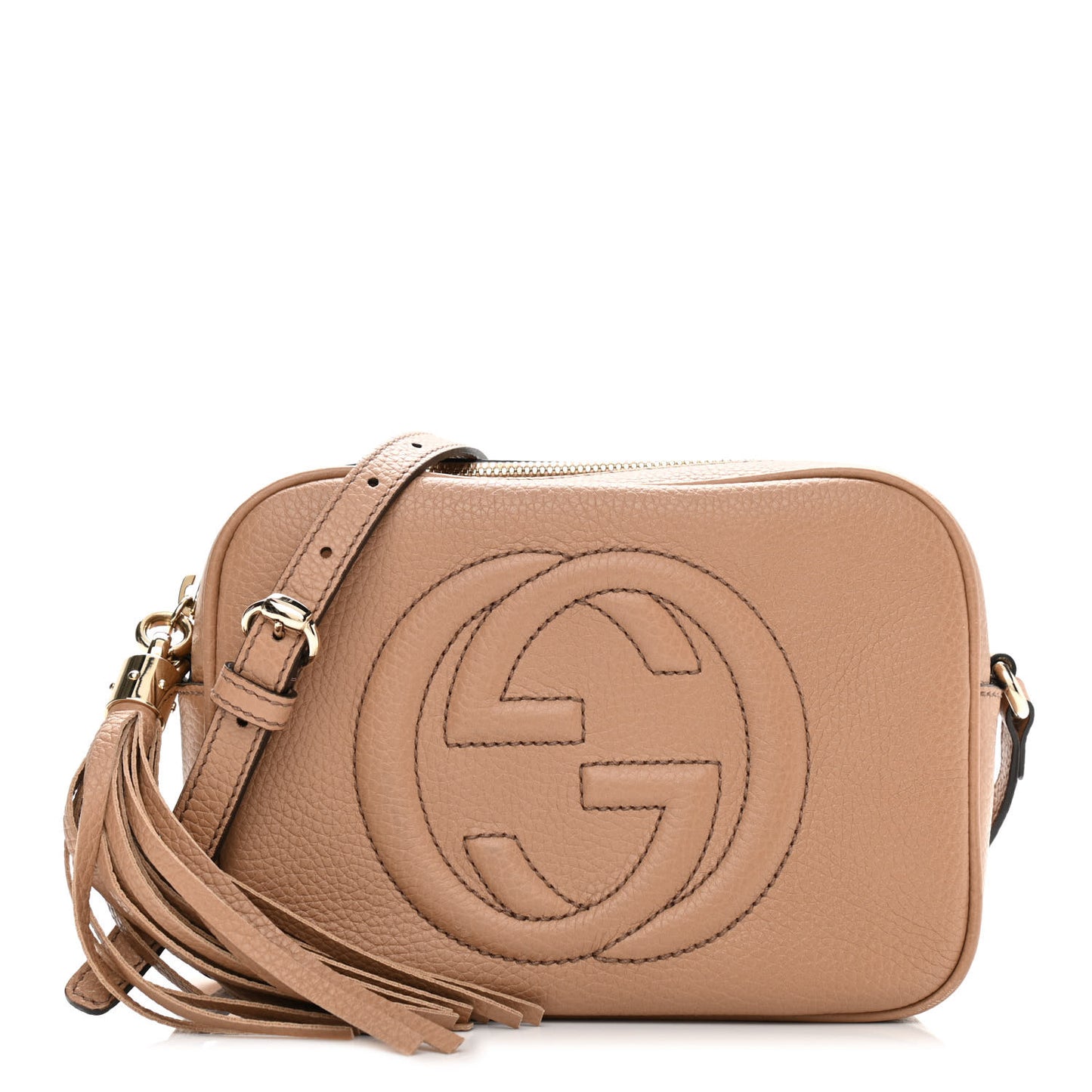 Pebbled Calfskin Small Soho Disco Bag Rose Beige