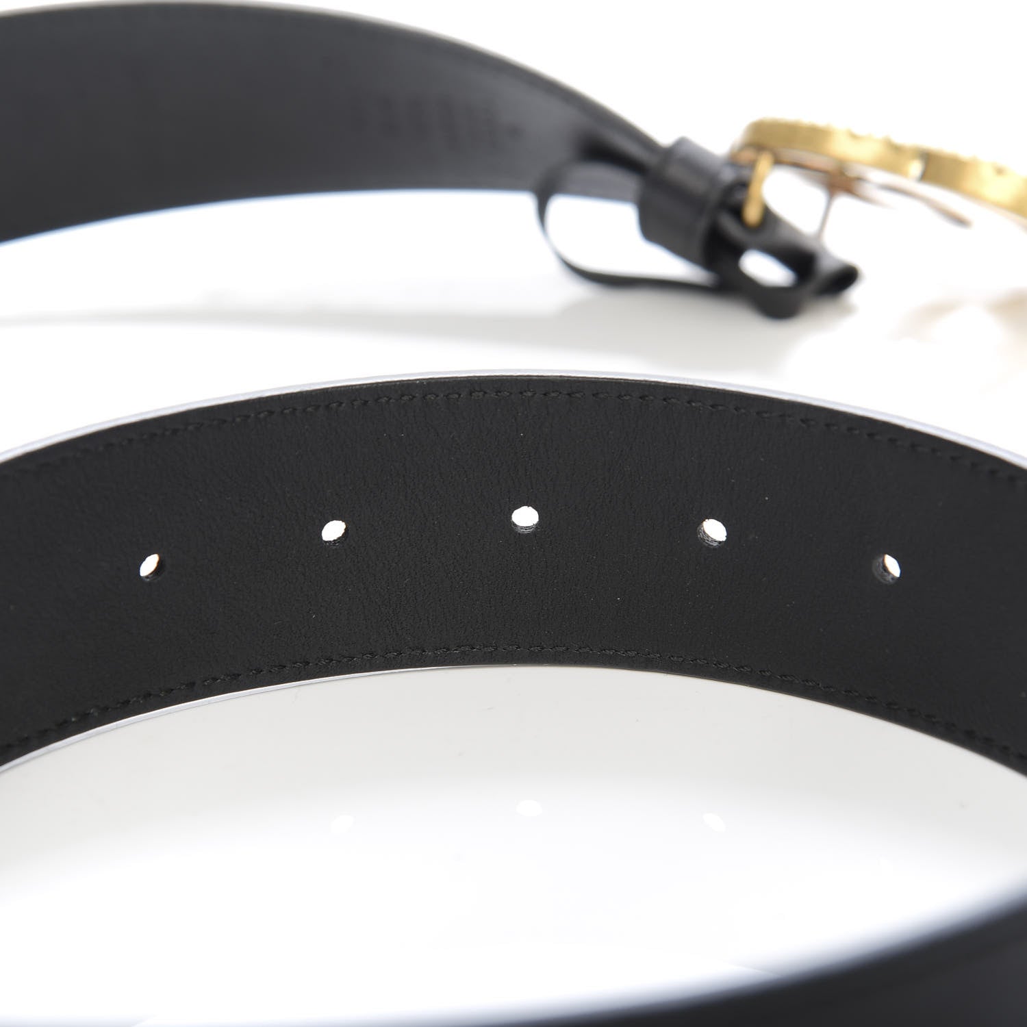 Gucci Moon Calfskin Pearl Double G 40mm Belt 90 36 Black Cream 5 of 5