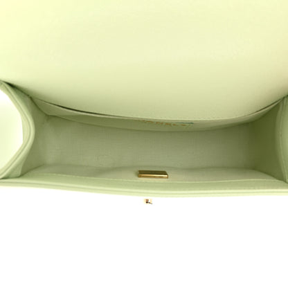 Chanel Caviar Chevron Quilted Small Boy Flap Light Green 5 of 11