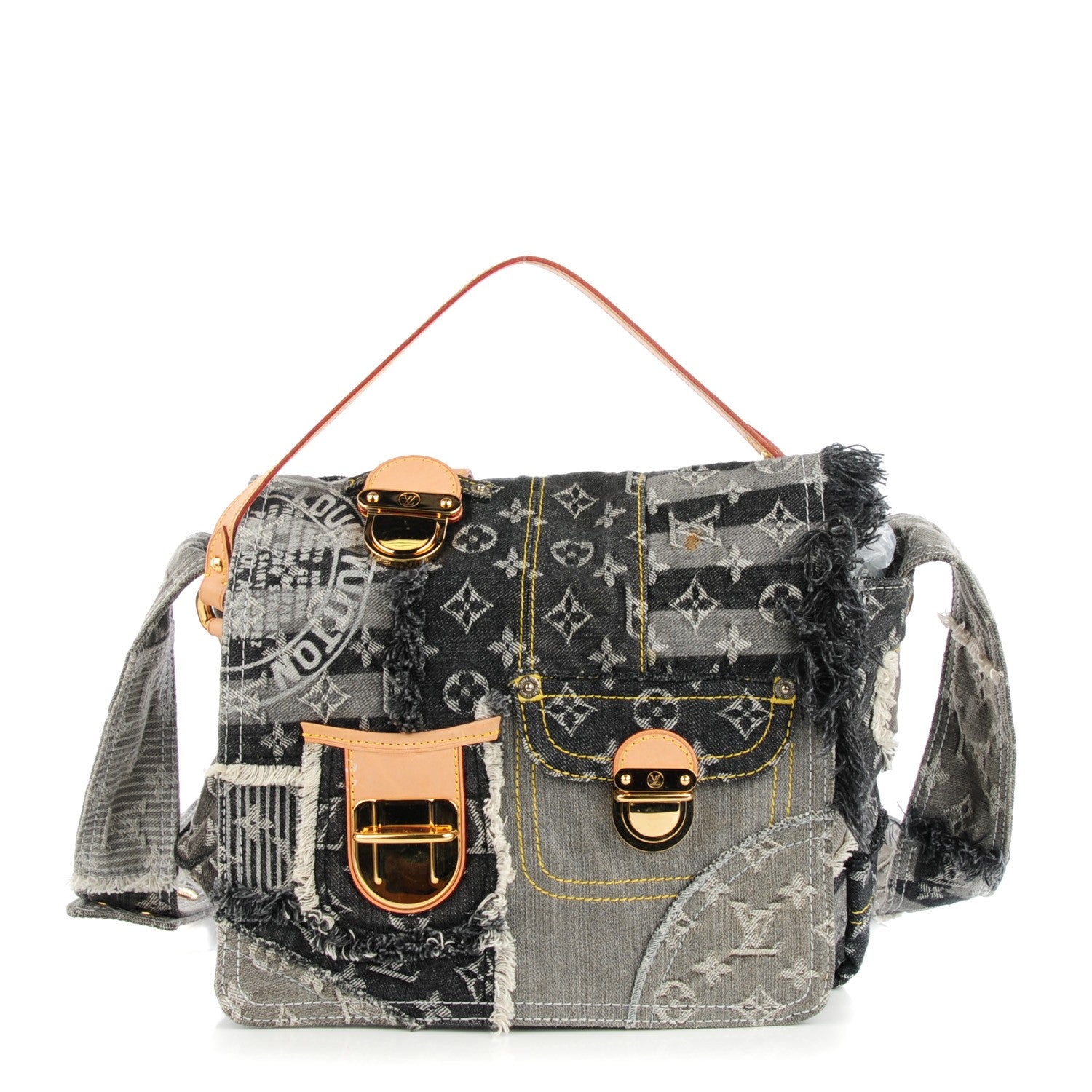 Louis Vuitton Denim Patchwork Posty Messenger Bag Gris 1 of 9