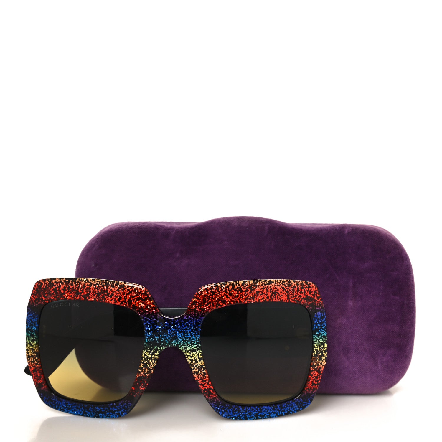 Gucci Square Frame GG0102S Sunglasses Glitter Gold Multi 7 of 7