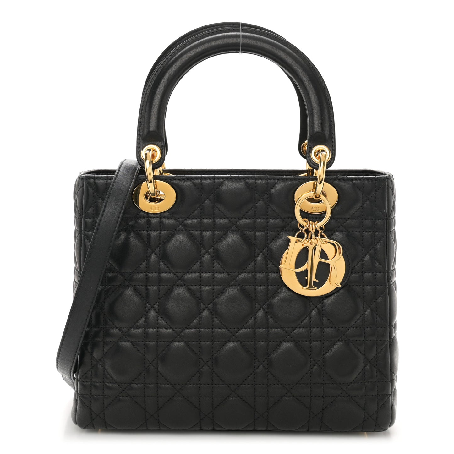 Lambskin Cannage Medium Lady Dior Black