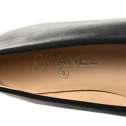 Chanel Lambskin Patent CC Cap Toe Ballerina Flats 37.5 Black 8 of 9
