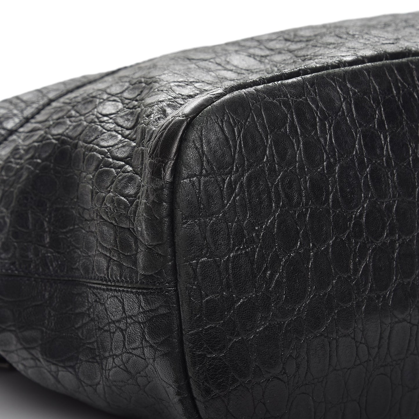 Calfskin Crocodile Embossed Large Nightingale Black
