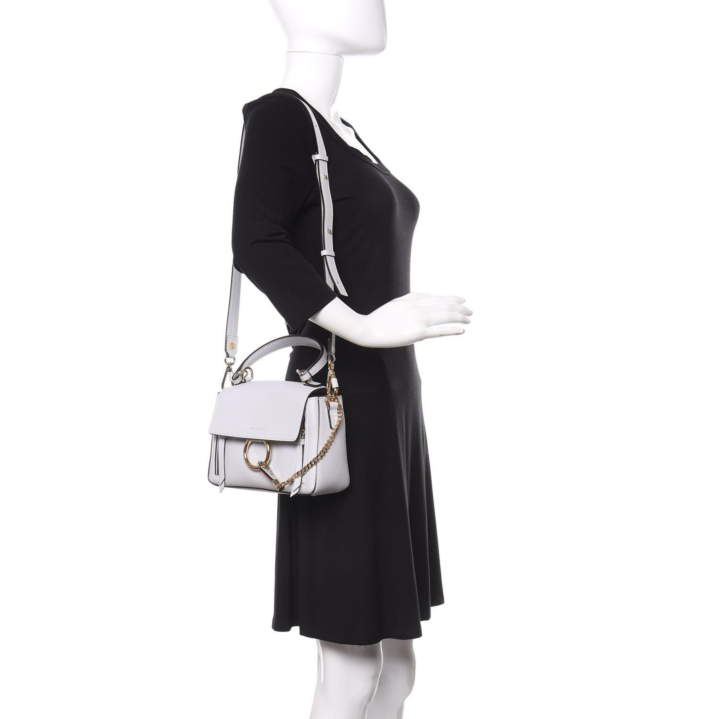 Calfskin Small Faye Day Shoulder Bag Light Cloud