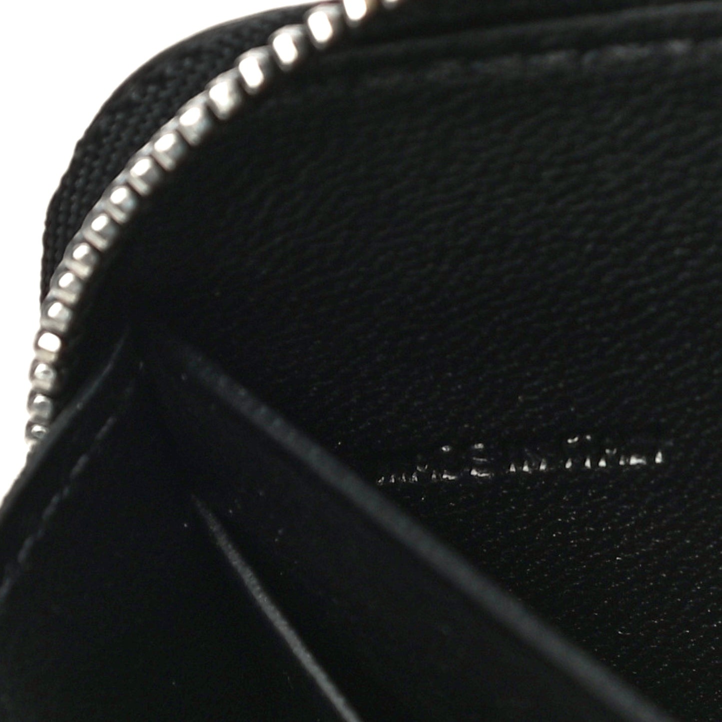 Calfskin Logo Print Mini Zip Wallet Black