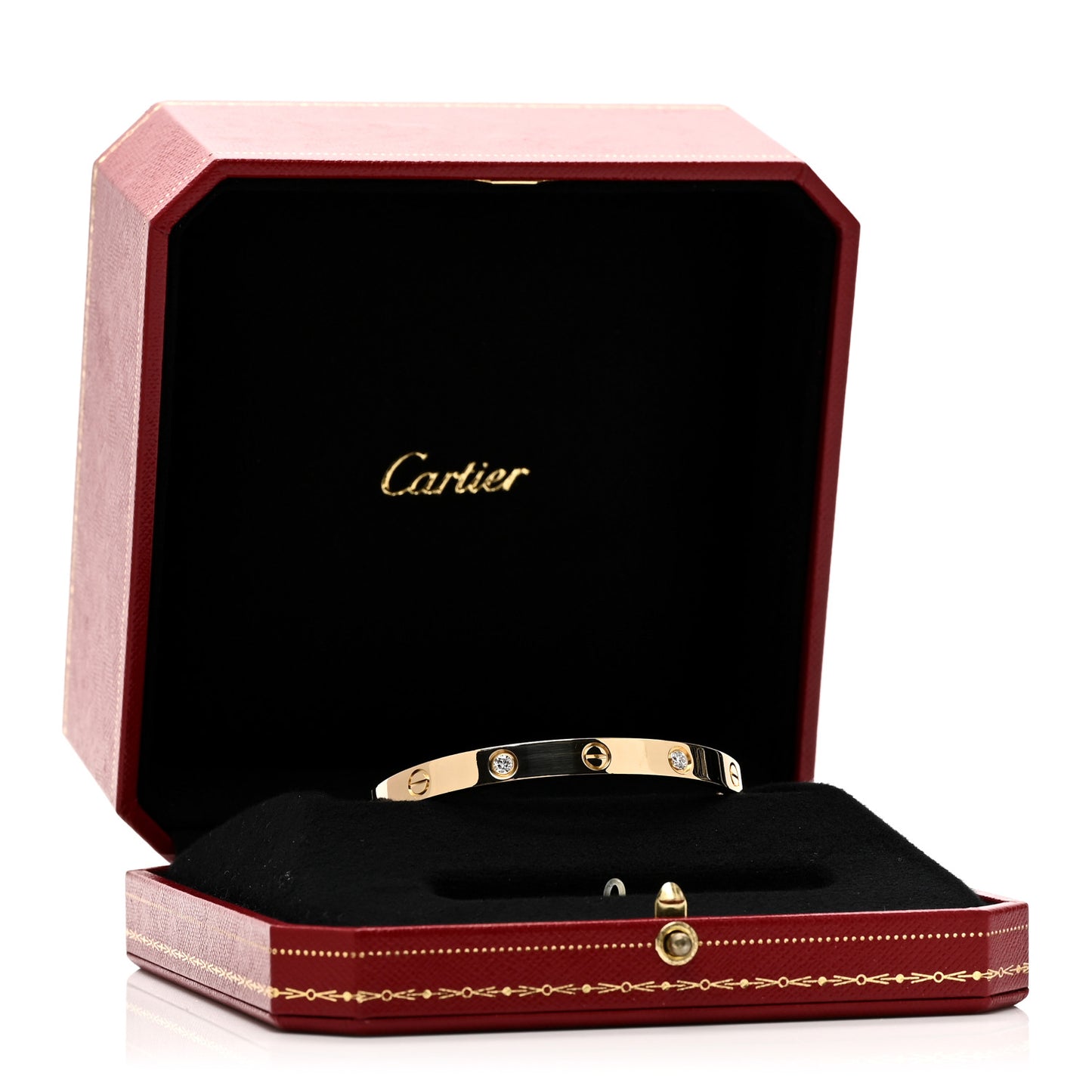 18K Yellow Gold 4 Diamond LOVE Bracelet 17