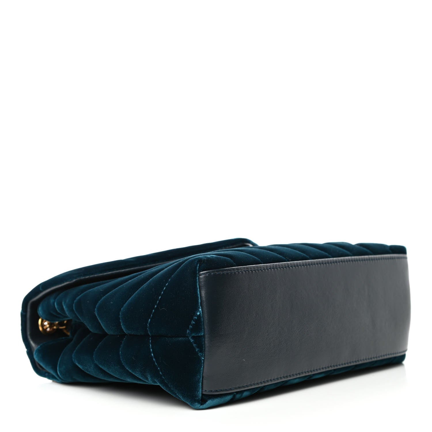 Saint Laurent Velvet Y Quilted Monogram Small Loulou Chain Satchel Dark Ottanio 3 of 4
